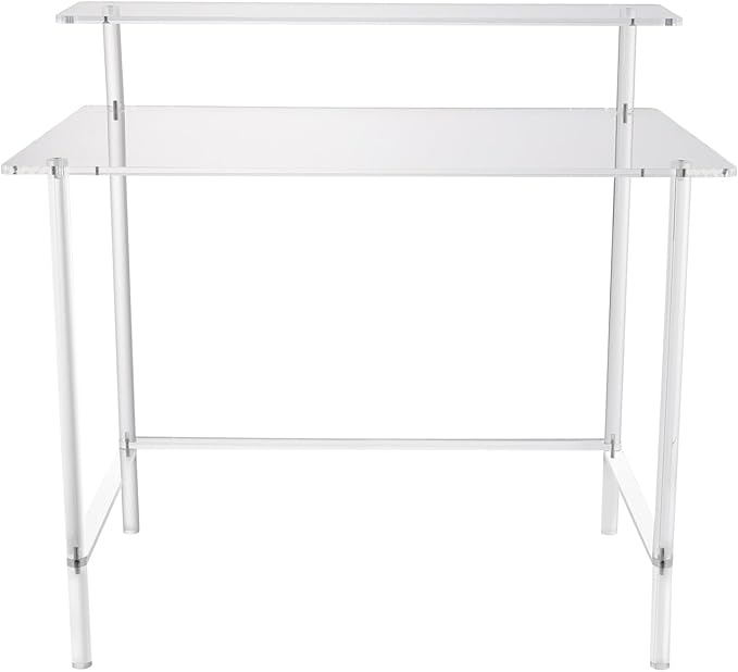 Acrylic Desk with Monitor Stand Two-Tier Design Home Office Desks Computer Desk Writing Table 31.5 x 19.69 x 34.65inches Clear Acrylic Desk for Living Room Study Room 88 lbs Capacity