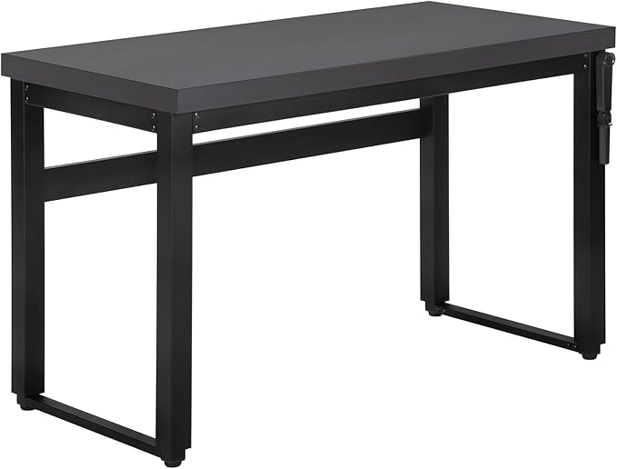 Penau Adjustable Computer Desk for Home Office Modern Grey Laminate Surface Black Metal Legs 47.25 Inchs Long Suitable for Small Spaces