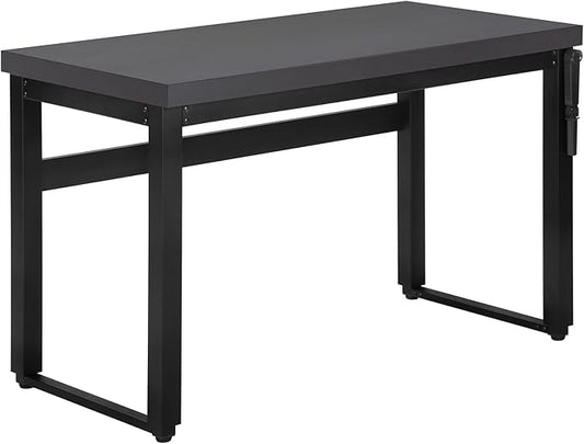 Penau Adjustable Computer Desk for Home Office Modern Grey Laminate Surface Black Metal Legs 47.25 Inchs Long Suitable for Small Spaces