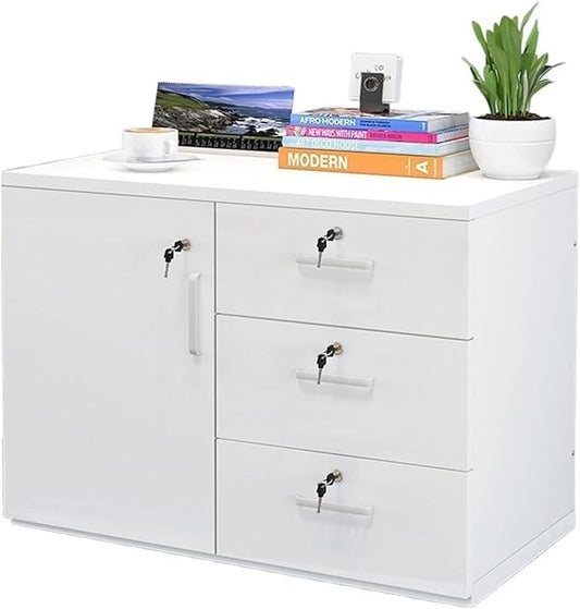 GLigeT Filing Cabinet Thicken Wood Filing Cabinet Mobile Storage Cabinet for Closet/Office 3-Drawer with Door File Cabinet Storage for Office Home File Storage Cabinets (Color : C)