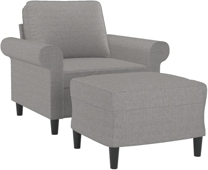 vidaXL Sofa Chair with Footstool Light Grey