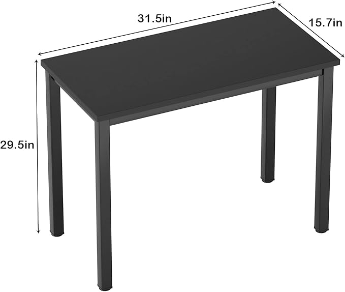 Need 31 Inch Small Computer Desk Modern Simple Style Writing Desk for Home Office Basic PC Work Desk with Black Metal Frame Black