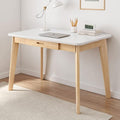 IOTXY Solid Wood Writing Desk - Home Office Workbench Desk with Drawer 31.5 Width Laptop Computer Work Study Table in White