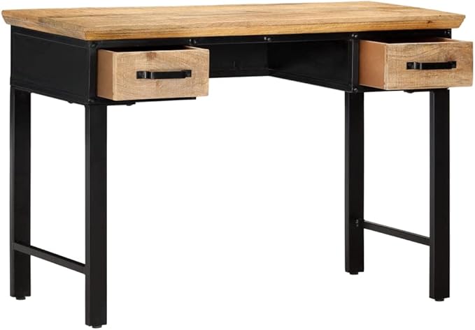 Computer Home Office Desk 43.3 Small Desk Table with 2 Drawers Industrial Style Wood Study Writing Table Laptop Stand Console Table for Space Saving Design Rustic