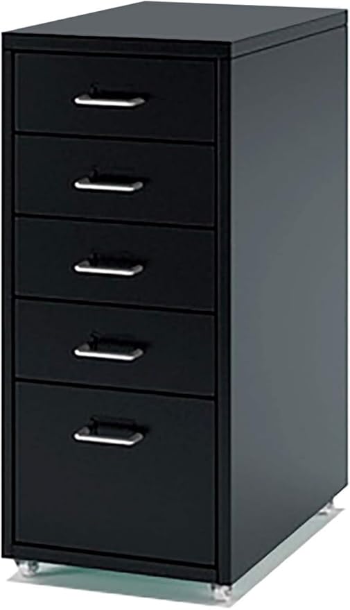 ELEFOCUS Industries Space Solutions 3/5/6/8 Drawer File Drawer with Wheels Filing Drawers Metal for Colorful Office Furniture(Size:5Color:Black)