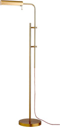 O'Bright Cedric Adjustable Pharmacy Floor Lamp - Industrial Design for Reading Crafting Work - 10W LED Height 45-61 inches - Ideal for Living Room Bedside Office - Antique Brass (Gold)