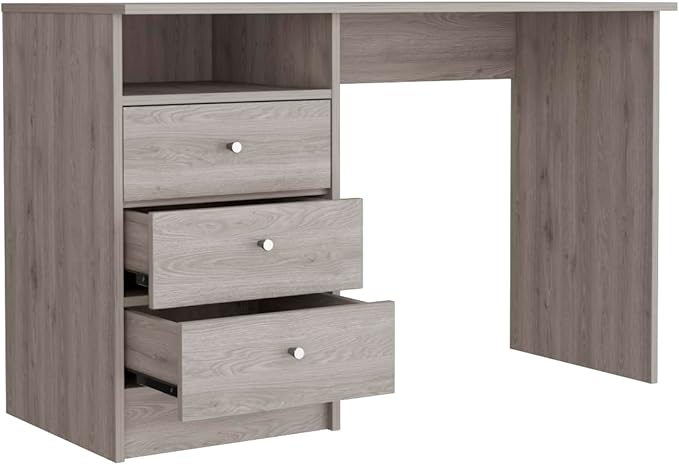 Spacious Computer Desk with 3 Drawers Modern Light Grey Perfect for Home Office &amp Dorm
