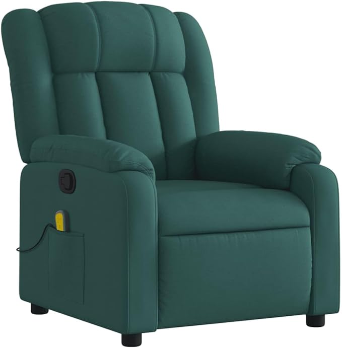 Floor Chair Arm Chair Living Room ChairsSleeper Sofa Massage Recliner Chair Dark Green Fabricfor Apartment Living and Home Office