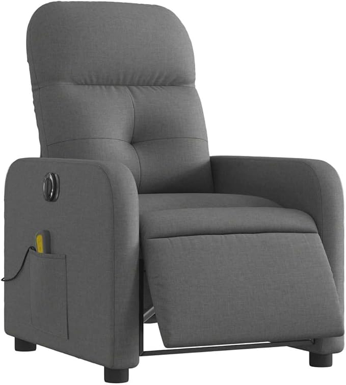 vidaXL Dark Gray Fabric Electric Massage Recliner Chair - Motorized Reclining Armchair with Vibration Massage Comfortable Seating and Sturdy Frame