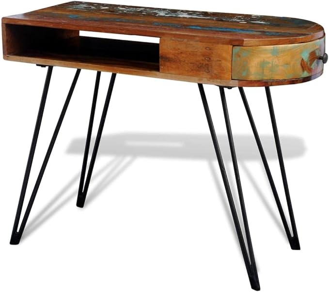 vidaXL Desk Computer Desk Home Office Desk with Iron Legs Solid Wood Reclaimed