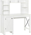 Farmhouse Computer Desk with Hutch &amp Cabinet Home Office Storage Solutions for Study White