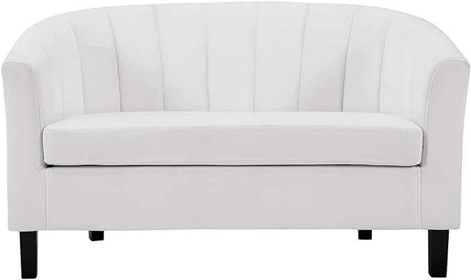 Modway Prospect Channel Tufted Upholstered Velvet Loveseat White