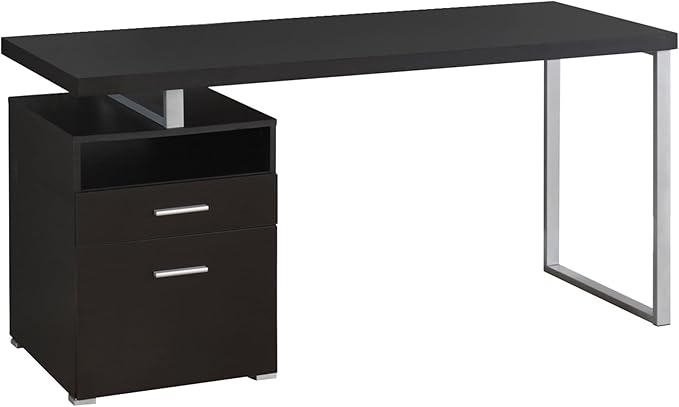 Computer Desk Home Office Laptop Left Right Set up Storage Drawers 60 l Work Brown Laminate Grey Metal Contemporary Modern