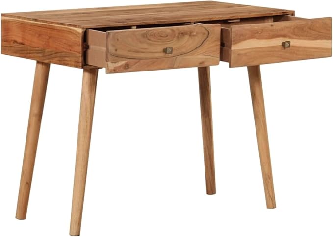 Farmhouse Writing Desk with 2 Drawers 39.3 Wood Computer Desk Study Desk for Home Office Midcentury Laptop Stand Console Table Makeup Vanity Desk Brown
