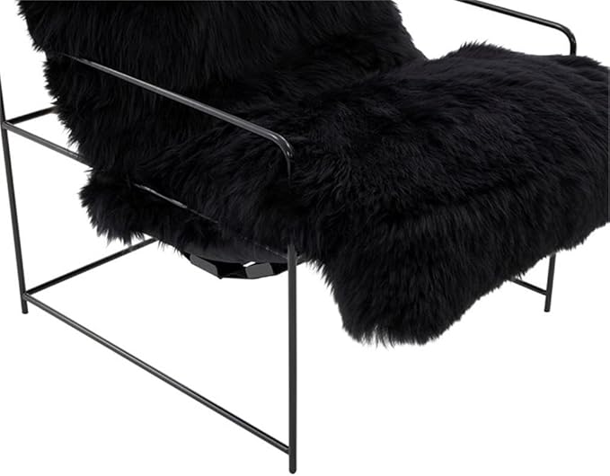 Tov Furniture Kimi Black Genuine Sheepskin Living Room Accent Chair