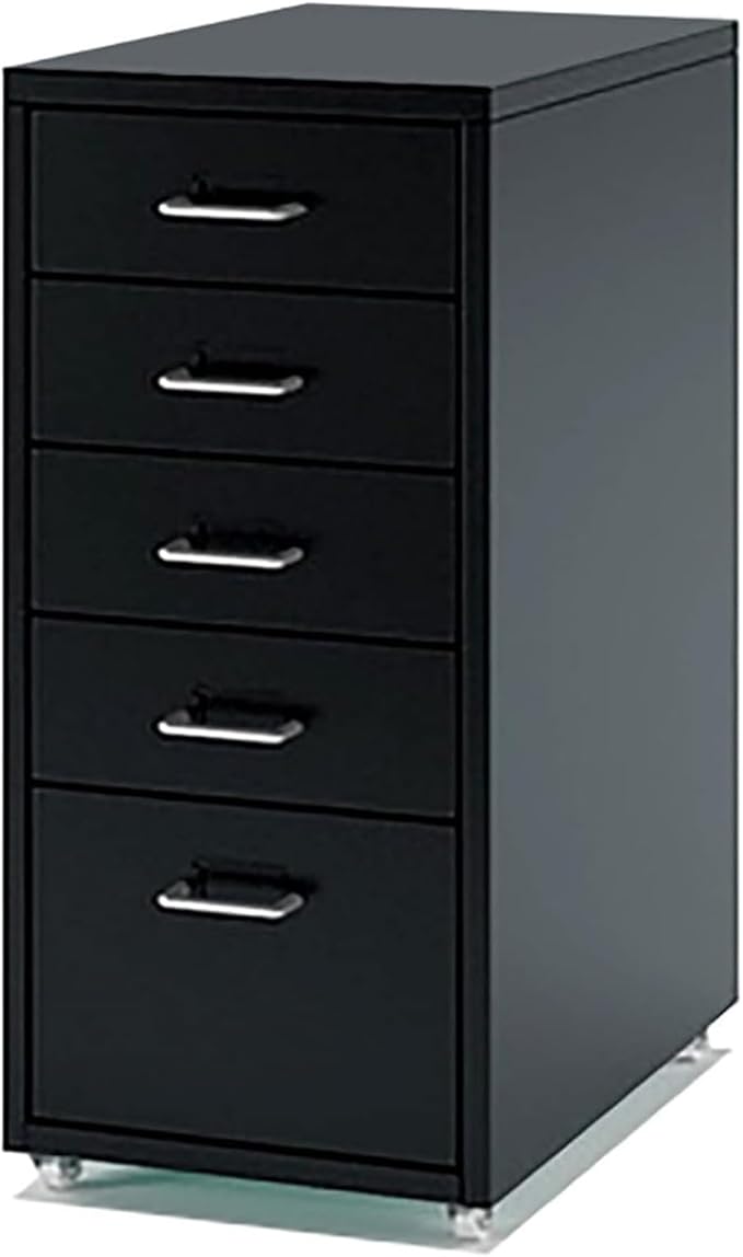 Aimeryup Clip 5-Tier File Cabinet Metal with Wheel Drawer Storage Desk Cabinet Office Study Bedside 41X28X69CM(Size:28X41X69CMColor:A)