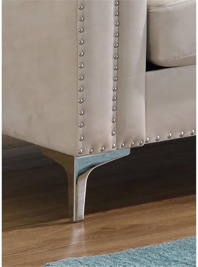 Glory Furniture Pompano Velvet Upholstered Chair in Ivory