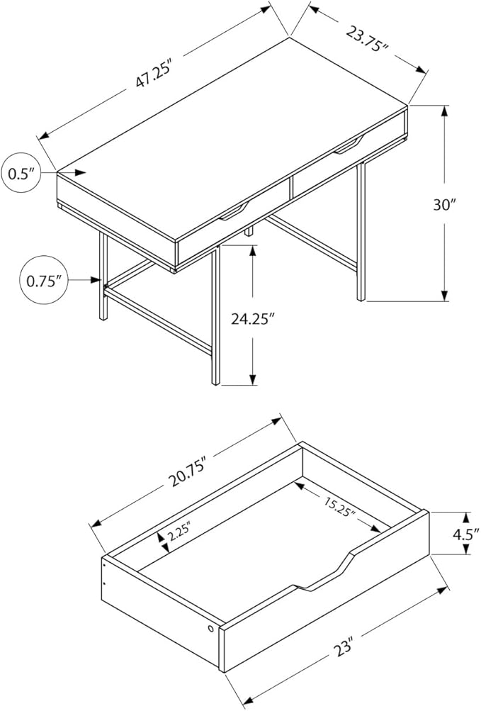 Modern Computer Desk with Storage 48 Inch Black Laminate Home Office Workstation