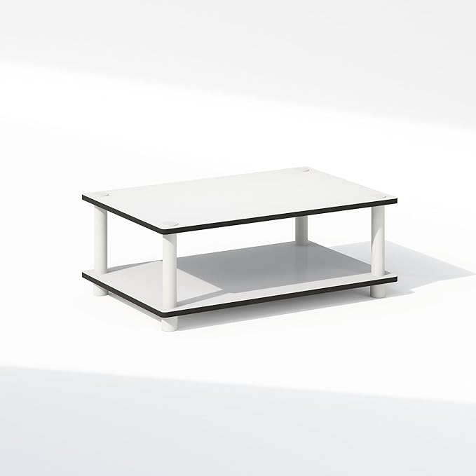 Furinno JUST Printer Stand with Storage 2-Tier Under Desk Printer Stand Printer Table for CPU Office Supplies Home Office White