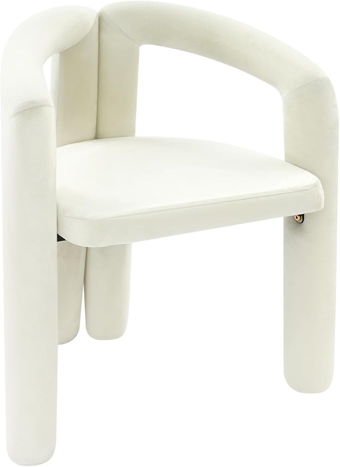 LOYALHEARTDY White Vanity Chair Small Accent Chairs Bedroom Chair with Soft Cushion 17.7 Inch Modern Desk Chairs No Wheels Makeup Stool for Dressing Table Salon Dormitory Living Room