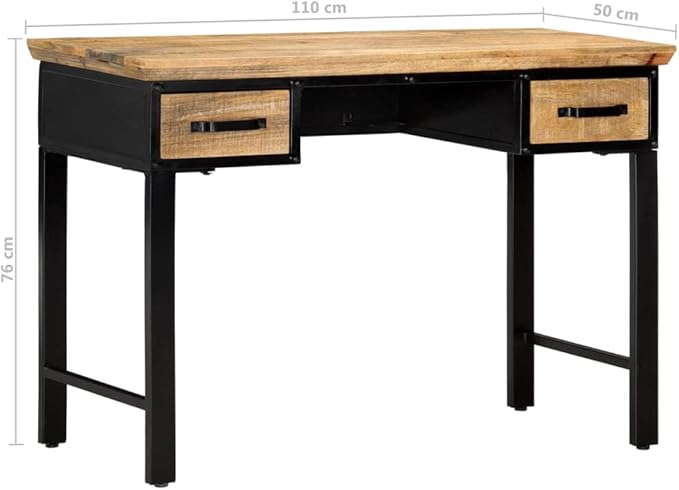 Computer Desk with Wood Tabletop 43 Inch Home Office Desk with 2 Drawers Metal Computer Table Laptop Table Study Writing Desk Compact Study Reading Table (Brown &amp Black)