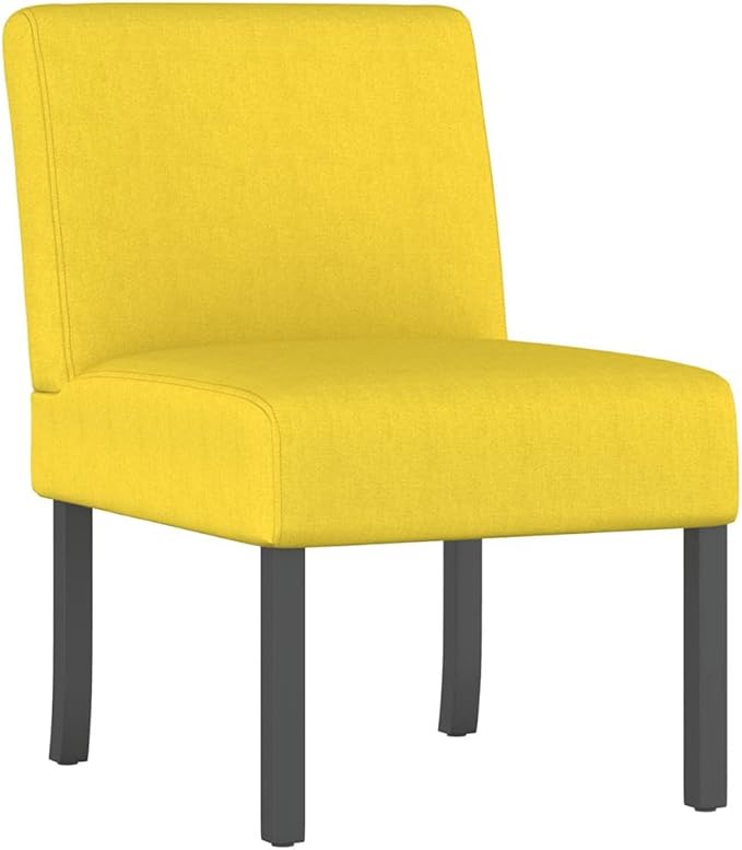 vidaXL Modern Slipper Chair with Supportive Backrest Light Yellow Fabric Upholstery Solid Wood Legs Stylish Living Room Furniture Cushioned Seat