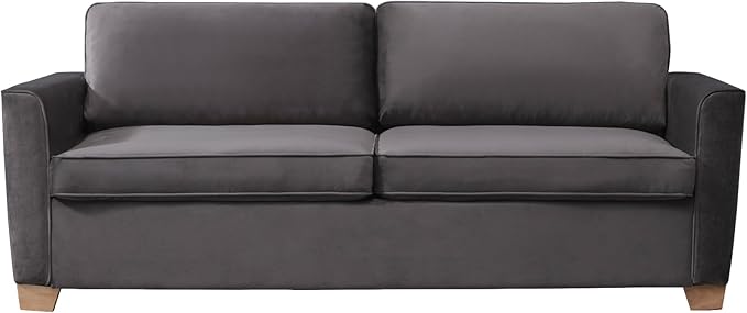 77 Queen Size Pull Out Sofa Bed 2 in 1 Sleeper Sofa Couch Bed Velvet Modern Convertible Guest Sofa Couch Beds Queen Mattress Cushions Pillow Include for Home Apartment Office Dark Grey