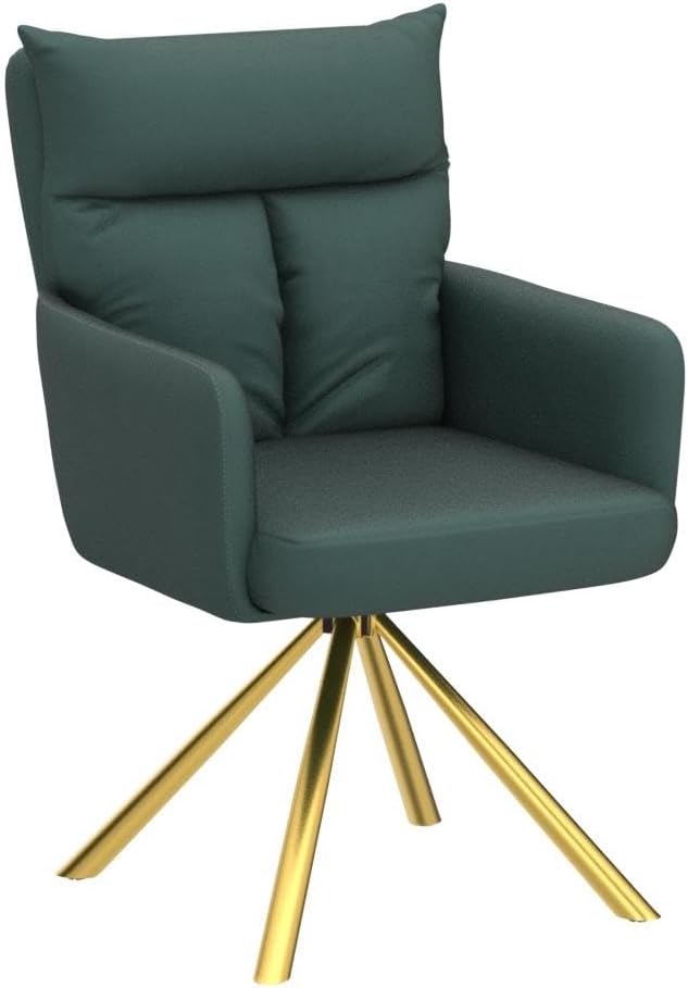 NORDICANA 180° Swivel Velvet Living Room Chair Modern Armchair with Golden Legs Ergonomic Upholstered Dining Accent Chair Single Sofa for Bedroom Reading Home Office Christmas Green
