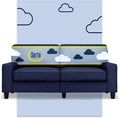 Pemberly Row 73 Track Arm Sofa Navy Blue Upholstery Removable Covers Space-Saving Design Solid Wood Frame Semi-Plush Pocket Coil Cushions Modern Classic Living Room Furniture