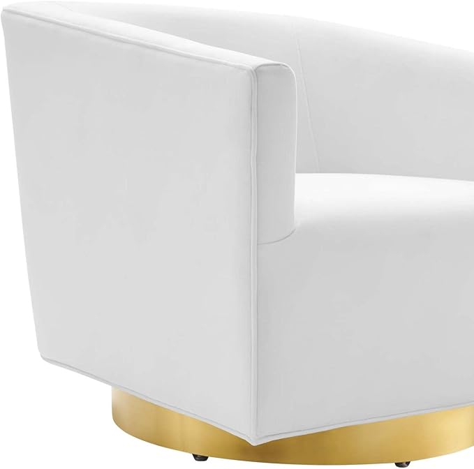 Modway Twist Performance Velvet Accent Lounge Swivel Chair in White