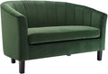 Modway Prospect Channel Tufted Upholstered Velvet Loveseat Emerald