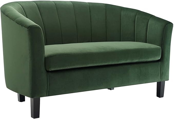 Modway Prospect Channel Tufted Upholstered Velvet Loveseat Emerald