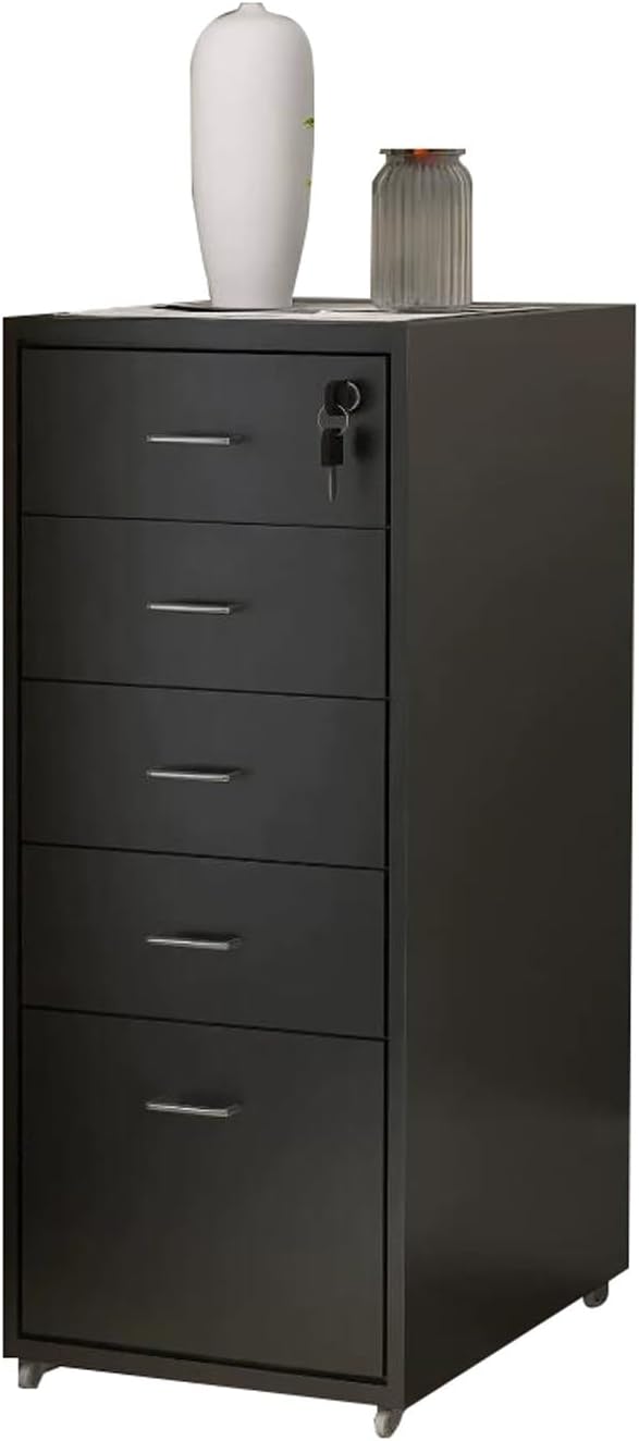 File Cabinet Under Desk Drawer Cabinet Office Locking Storage Cabinet Iron Data File Storage Cabinet (Color : Black)