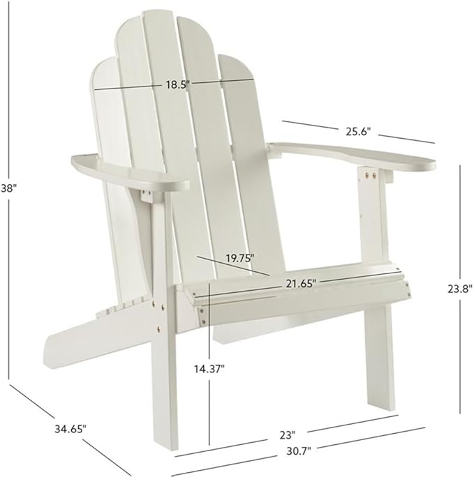Linon White Adirondack Chair 30.4 wx37.6 dx37.8 h