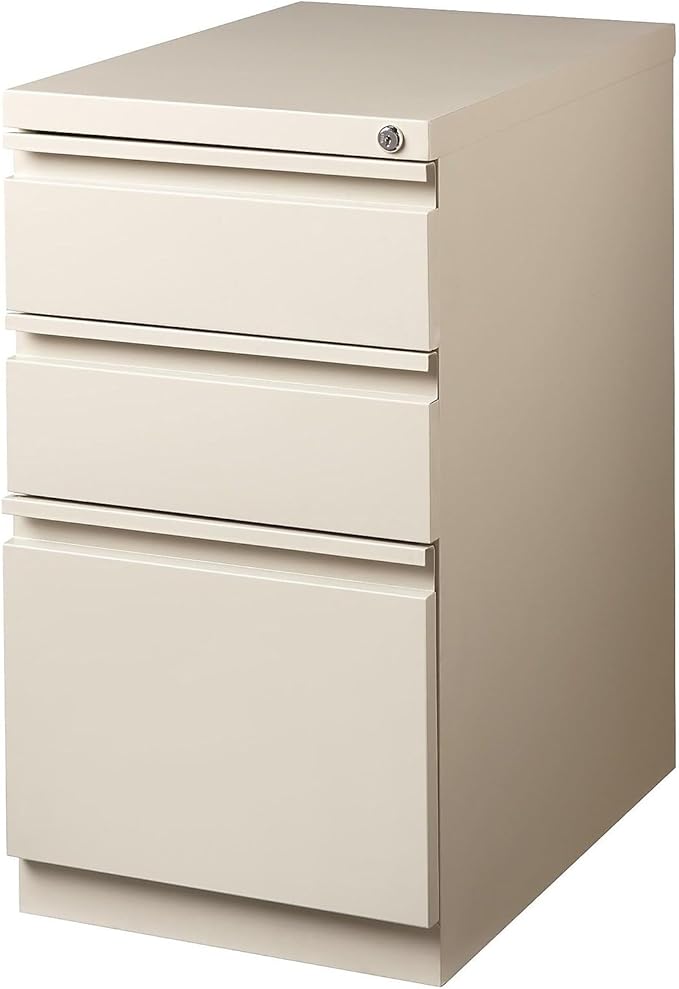 STAPLES Mobile Pedestal File Cabinet with Wheels 3-Drawer Putty