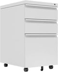 Mobile File Cabinet File Cabinet for Home Office 3 Drawers Cabinets with Lock Rolling Under Desk Filing Drawer On Wheels(White)