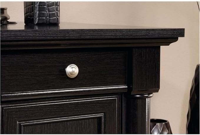 Pemberly Row Contemporary Engineered Wood L-Shaped Computer Desk with 3 Drawers Flip-Down Panel Grommet Holes for Office Space in Wind Oak Finish