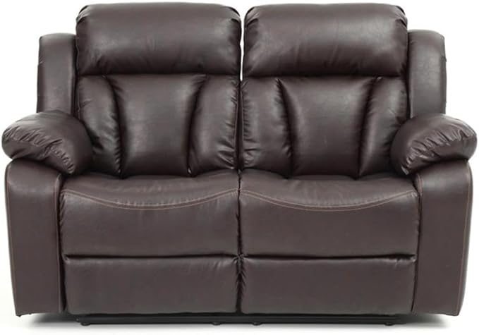 Glory Furniture Daria Faux Leather Reclining Loveseat in Dark Brown