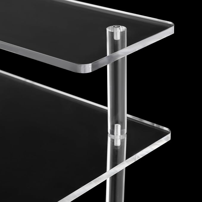 Double Acrylic Desk Home Office Desk Modern Minimalist Transparent Desk Writing Desk Transparent Desk with Monitor Stand for Office Living Room