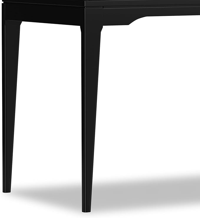 SIMPLIHOME Harper Small Desk - 48 inch Wide Solid Hardwood Writing Desk in Black Mid-Century Modern Home Office Table for Study or Work with 2 Drawers and Flip-Down Keyboard Tray