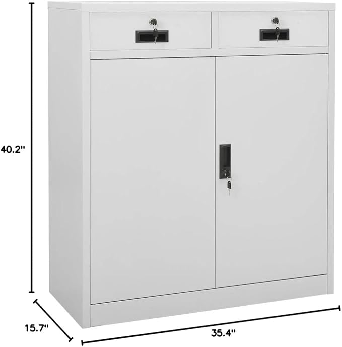 Office CabinetStorage Cabinet Steel Office Storage File Cabinet Storage Cabinet for Home Office Garage for Bedroom Living Room Light Gray 35.4x15.7x40.2 Steel