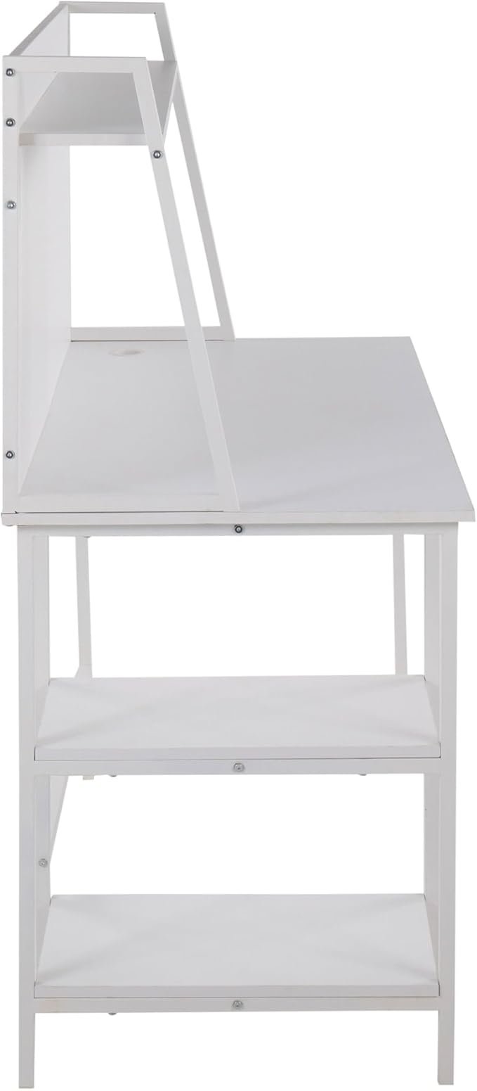 LumiSource Geo Shelf Desk Home Office Desk Computer Desk with Storage Small Desk for Bedroom Gaming Desk Contemporary Desk