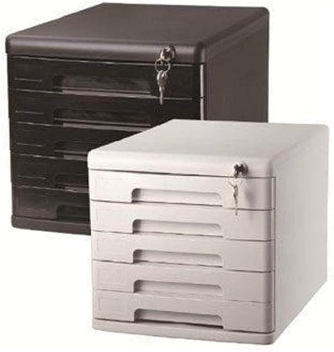 File Cabinets Mobile Office Bookcase Storage with Lock Desktop Filing Cabinets 5 Layers Office Storage(Black)