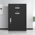 File Cabinet with Lock Metal Under Desk Storage Under Desk File Cabinet with 4 Drawers Large Capacity Filing Cabinets Under Desk Printer Stand for Home Office(Black)
