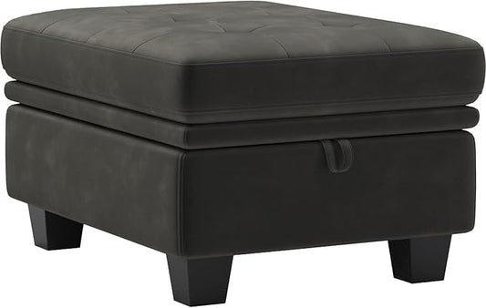 Belffin Velvet Ottoman Module with Storage for Modular Sofa Sectional Couch Rectangular Ottoman with Storage Ottoman Bench Footstool Grey