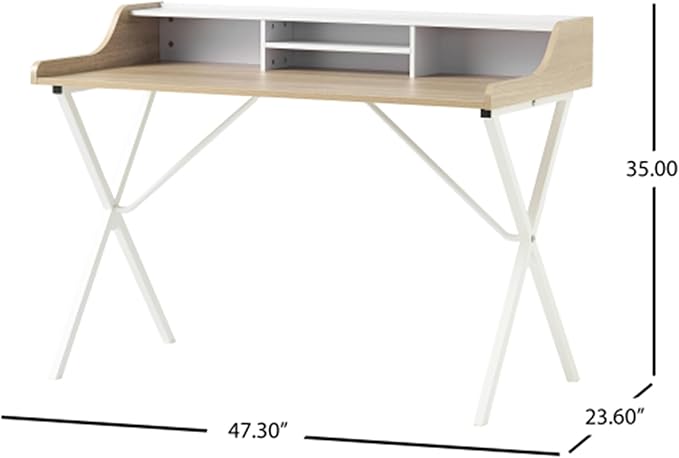 VERYKE DeskComputer Desk with HutchComputer Table with Cross DesignHome Office DeskModern Office Desks for HomeStudy Table for BedroomWhite+Oak