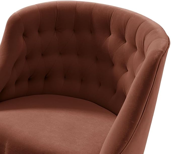 Velvet Office Chair with Gold Base Modern Cute Desk Chair Comfortable Adjustable Swivel Task Chair for Home Office Living Room Bedroom Vanity Study Burn Brick