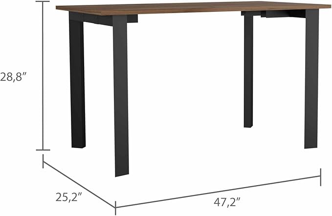 Mahogany Rectangle Writing Desk with Steel Legs - Modern Office Desk for Home and Study