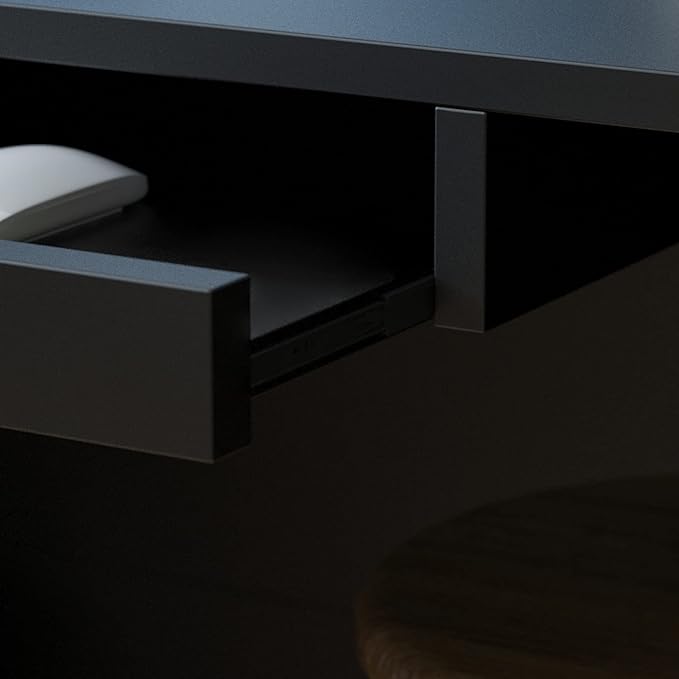Homsee Reception Desk L-Shaped Office Desk with Counter 1 Door Storage Cabinet 1 Lockable Drawer Hutch Shelf and Keyboard Tray Black