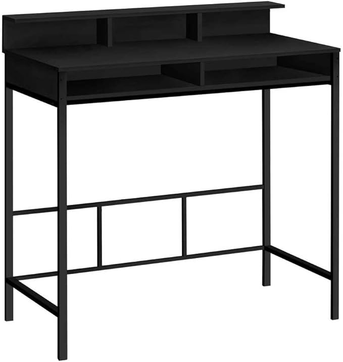 Modern Home Office Standing Desk with Storage Shelves 48 L Black